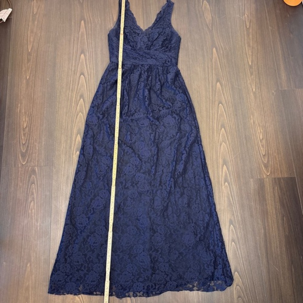 Amsale Dress Women's Size 8 Navy Blue Lace Floor Length Classic Formal‎ Gown - Picture 15 of 16
